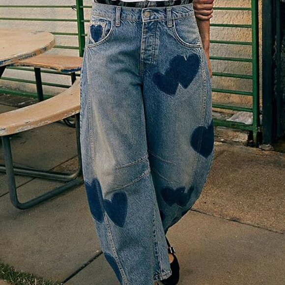 Heart Wide Leg Boyfriend Barrel Jeans - Picture 3 of 4